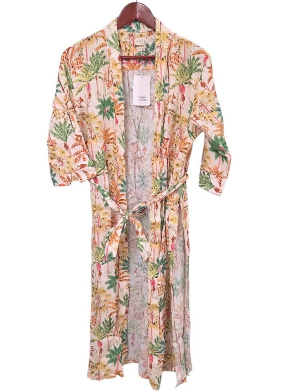 The Lazy Poet Lola kimono robe is made of linen vibrant tropical Womens M/L New